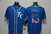 Kansas City Royals #13 Salvador Perez Blue USA Flag Fashion Stitched MLB Jersey,baseball caps,new era cap wholesale,wholesale hats